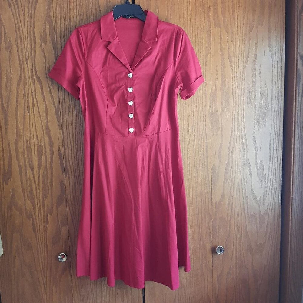 NEW !  Wedtrend Dress White Love Button Burgundy Size XL